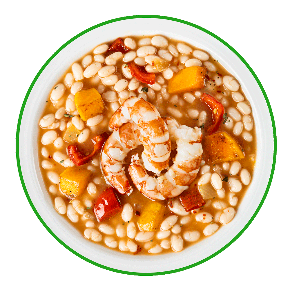 Caldereta de alubias con gambón