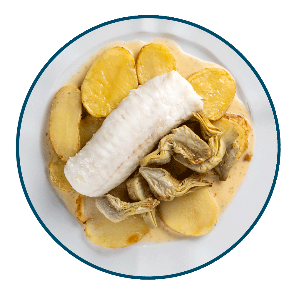 Merluza del Cabo con Patatas y Alcachofas
