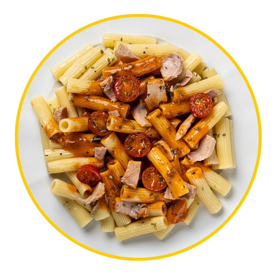 Rigatonni con Atún y Tomate Cherry